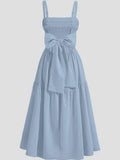 Chic Back Bow Tiered Midi Dress In English Blue